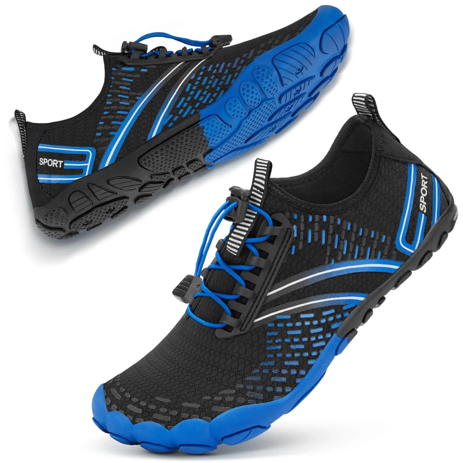 ATHMILE Water Shoes for Women Men Beach Swim Pool Quick Dry | Anti-slip Toe Cap — A Navy