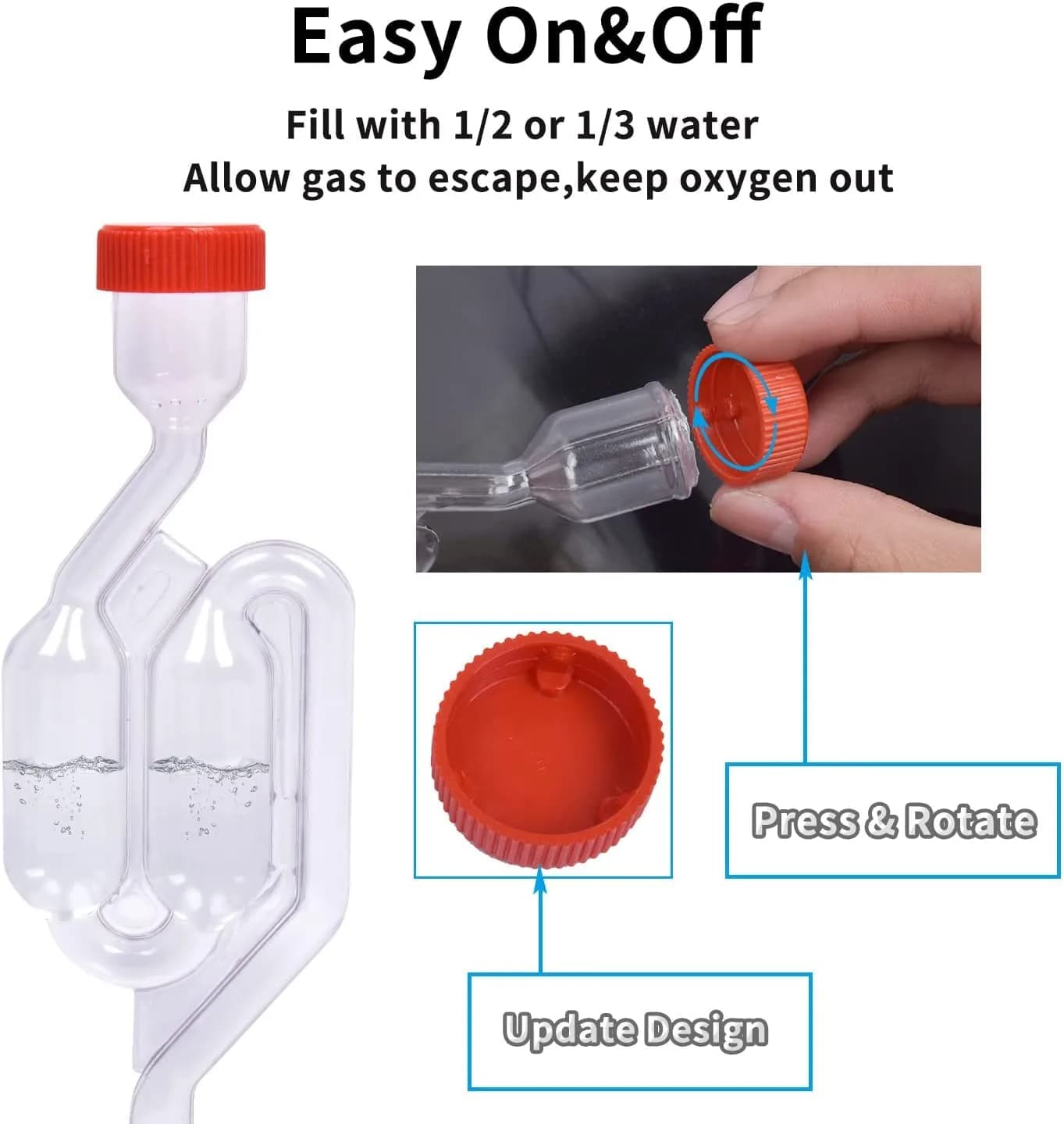 Zazolyne S-Shape Airlock with #6 Stopper & Grommets (5 Sets) | Bubble Fermentation Lock for Brewing Wine Making - view 3