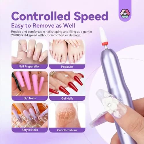 SAVILAND Portable Electric Nail Drill Kit 20000 RPM Purple | Lightweight Aluminum Alloy thumbnail 5