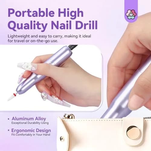 SAVILAND Portable Electric Nail Drill Kit 20000 RPM Purple | Lightweight Aluminum Alloy thumbnail 6