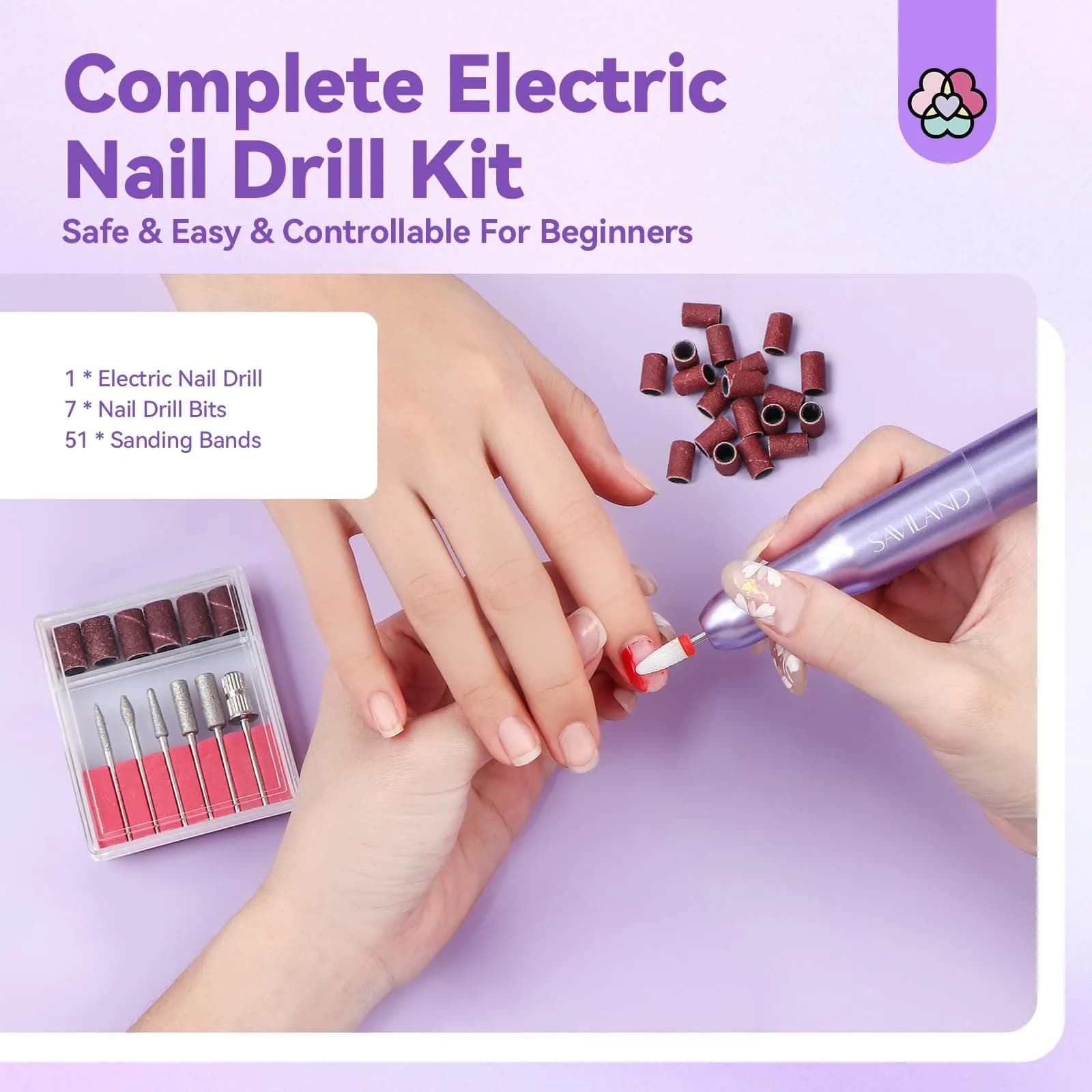 SAVILAND Portable Electric Nail Drill Kit 20000 RPM Purple | Lightweight Aluminum Alloy - view 2