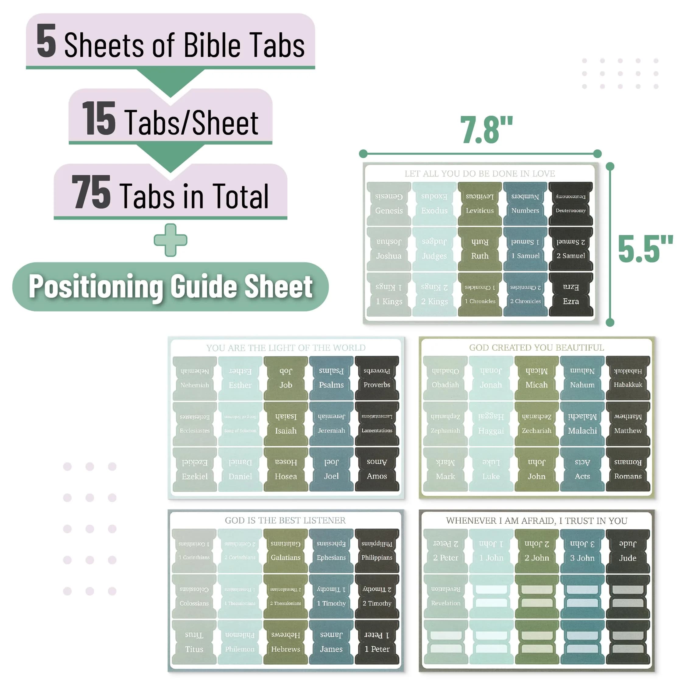 Mr. Pen Bible Tabs Frozen Lake Theme, 75 Tabs, Large Print Bible Index Tabs for Study Bible - view 2