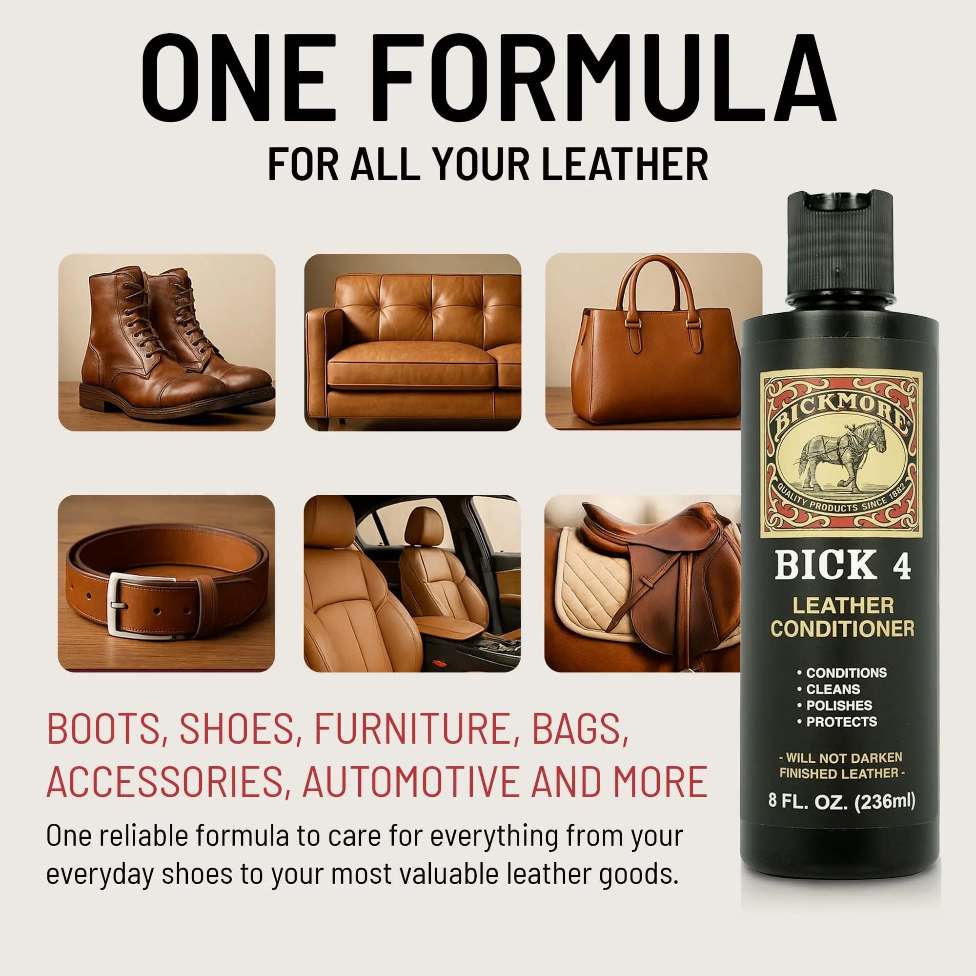 Bickmore Bick 4 Leather Conditioner & Cleaner 946ml (32 Fl Oz) | Won't Darken Leather - view 2