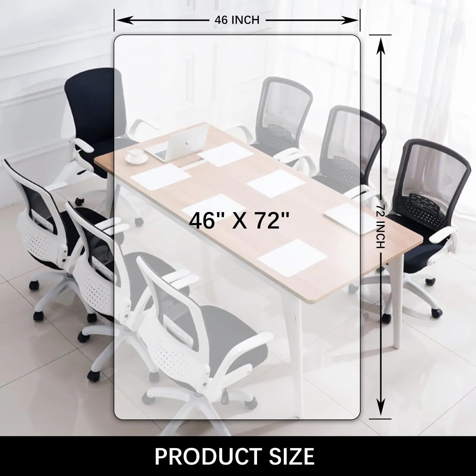 Kuyal Clear Chair Mat for Hardwood Floor 117cm x 183cm (46" x 72") | Protects Floors from Chair Damage - view 6