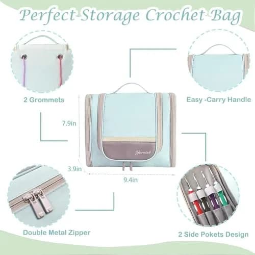 Yarniss Complete Crochet Kit for Beginners with Bag, Mint | 1050 Yards Yarn & Ergonomic Hooks | Learn Crochet with Video Tutorials thumbnail 5