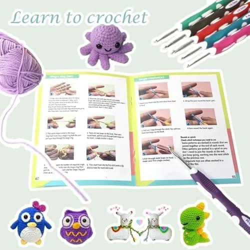 Yarniss Complete Crochet Kit for Beginners with Bag, Mint | 1050 Yards Yarn & Ergonomic Hooks | Learn Crochet with Video Tutorials thumbnail 6
