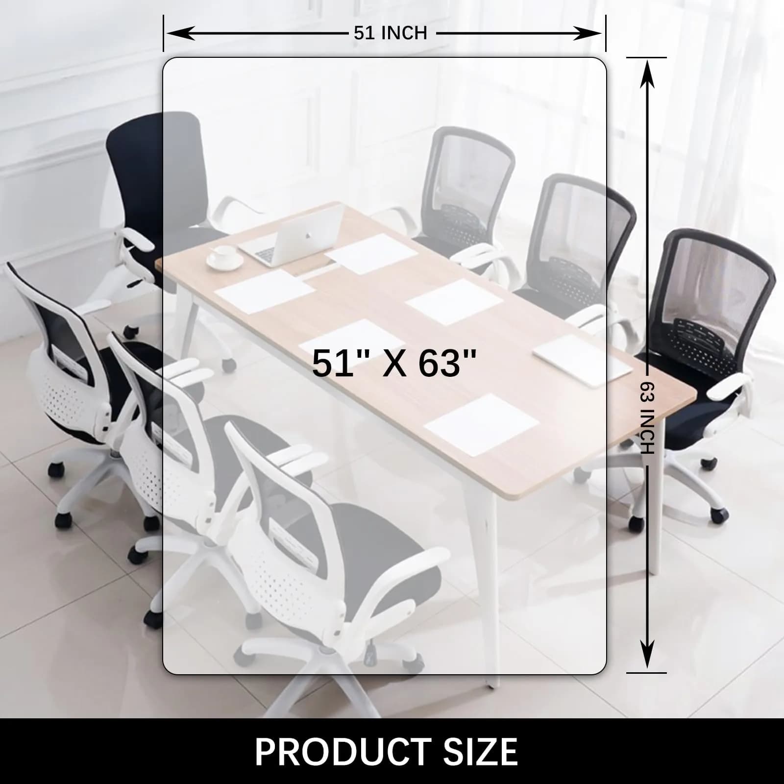 Kuyal Clear Chair Mat for Hardwood Floor 129.5cm x 160cm (51" x 63") | Protects Floors from Scratches & Scuffs - view 6