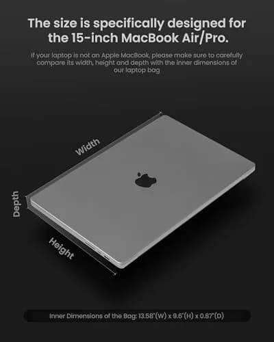 tomtoc Slim Laptop Sleeve for 15-inch MacBook Air M5/A3448 2026, M4/A3241 | Water-Resistant Cordura & Premium Design thumbnail 3