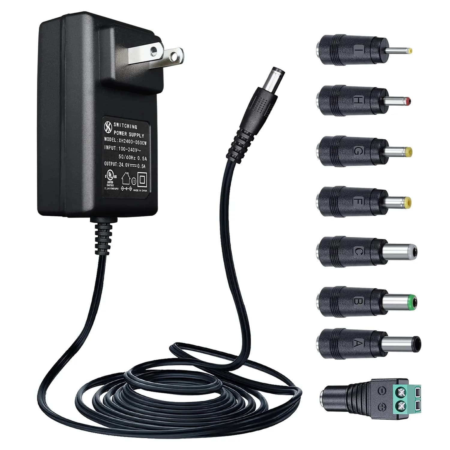 ANLINK 24V Power Supply Adapter 0.5A | UL Listed, 12W, 6ft Cord for Diffusers & Humidifiers — black
