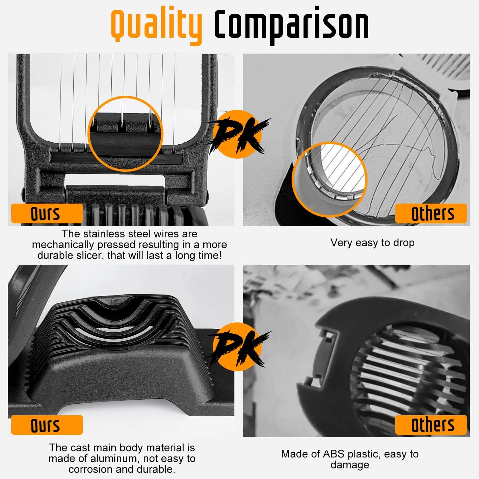 REDSETS Multipurpose Heavy Duty Aluminium Egg Slicer with Stainless Steel Wire | Slices 11 Egg Pieces - view 3