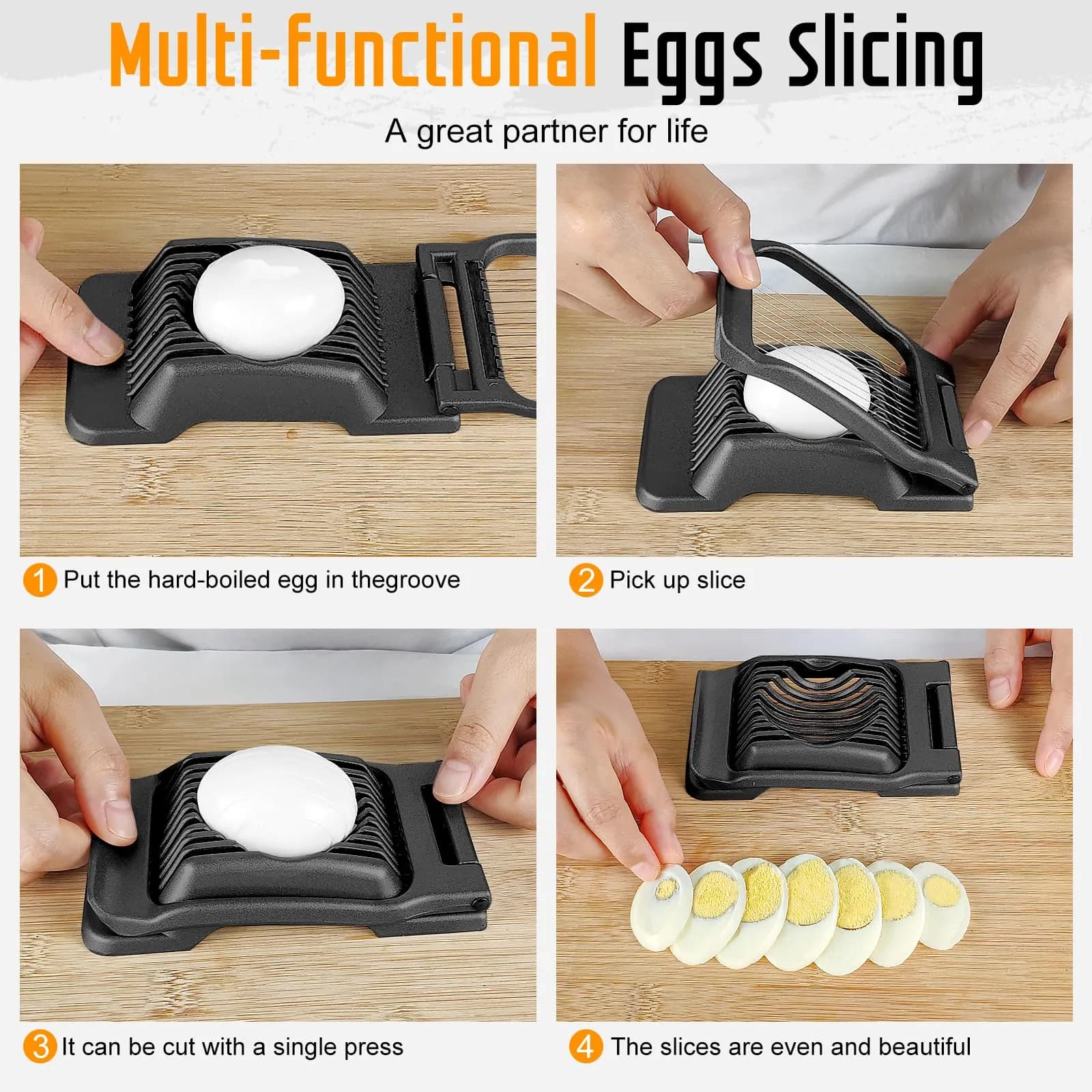 REDSETS Multipurpose Heavy Duty Aluminium Egg Slicer with Stainless Steel Wire | Slices 11 Egg Pieces - view 4