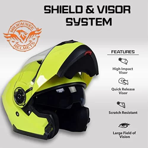 Milwaukee Helmets Advanced Full-Face Motorcycle Modular Helmets for Biker w/Drop Down Visor - XX-Large | DOT FMVSS 218 Certified thumbnail 5