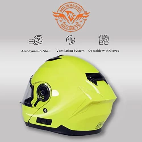 Milwaukee Helmets Advanced Full-Face Motorcycle Modular Helmets for Biker w/Drop Down Visor - XX-Large | DOT FMVSS 218 Certified thumbnail 6