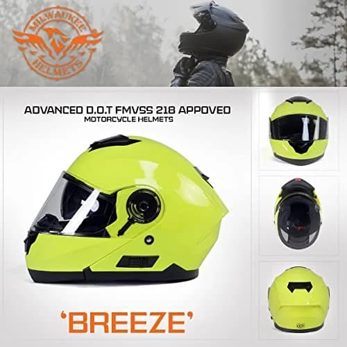 Milwaukee Helmets Advanced Full-Face Motorcycle Modular Helmets for Biker w/Drop Down Visor - XX-Large | DOT FMVSS 218 Certified thumbnail 7