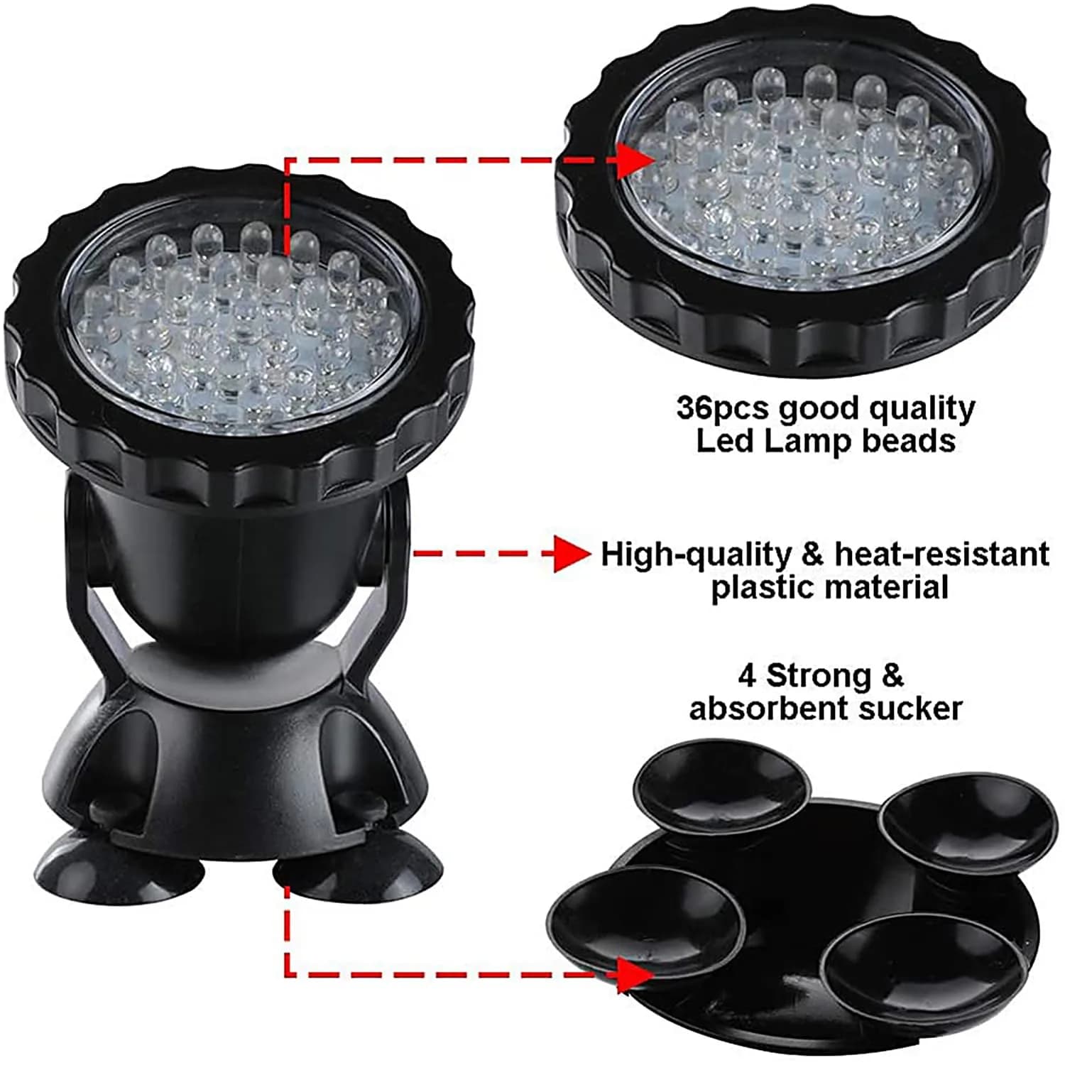 ZHGSERVU Pond Lights LED Underwater Fountain Lights 36LED Bulbs with Timer Remote Control Colors Changing Submersible Spotlight Set of 4 | IP68 Waterproof for Ponds, Fountains, Aquariums, Pools - view 3