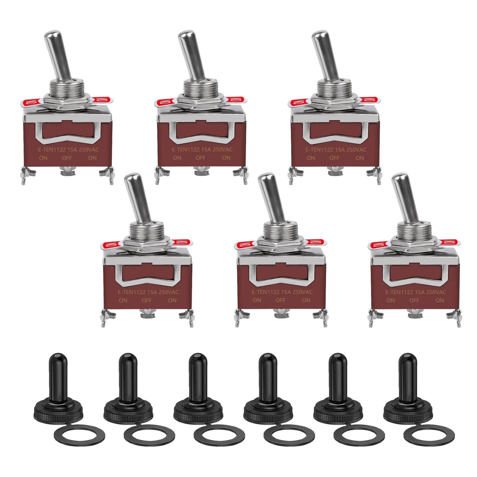 COROTC 6 Pack Toggle Switch 12V DC 30A | Heavy Duty Marine Waterproof SPDT (70-120 chars) — 3 Pin-ON-OFF-ON