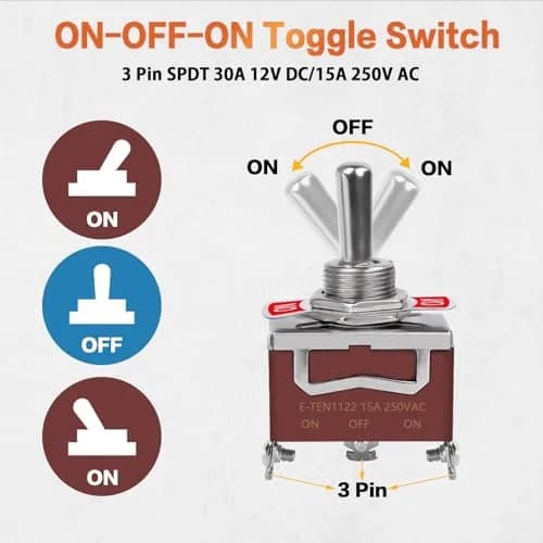 COROTC 6 Pack Toggle Switch 12V DC 30A | Heavy Duty Marine Waterproof SPDT (70-120 chars) thumbnail 2