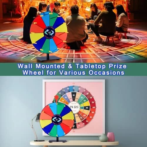 LRMBKM 12-Slot Prize Wheel with Stand & Heavy-Duty Base, 30.48cm (12 Inch) | Customizable for Parties & Trade Shows thumbnail 5