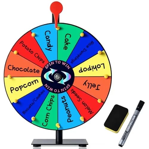 LRMBKM 12-Slot Prize Wheel with Stand & Heavy-Duty Base, 30.48cm (12 Inch) | Customizable for Parties & Trade Shows thumbnail 1