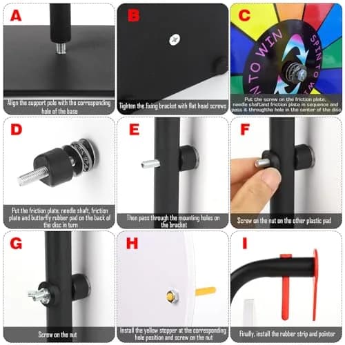 LRMBKM 12-Slot Prize Wheel with Stand & Heavy-Duty Base, 30.48cm (12 Inch) | Customizable for Parties & Trade Shows thumbnail 2