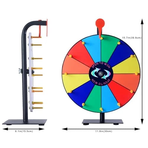 LRMBKM 12-Slot Prize Wheel with Stand & Heavy-Duty Base, 30.48cm (12 Inch) | Customizable for Parties & Trade Shows thumbnail 3