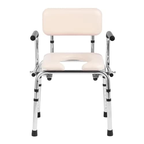 VEVOR Commode Chair Bedside Commode with Padded Seat, Drop-Down Arms, 7-Level Adjustable Height, 2.6kg (5.8L) Bucket, Easy Assembly, 158kg Capacity thumbnail 4