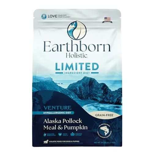 Earthborn Holistic Venture LID Pollock & Pumpkin Dry Dog Food 25 lb Bag | Limited Ingredient, Grain-Free, All Life Stages thumbnail 1