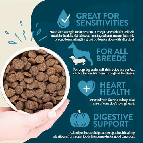 Earthborn Holistic Venture LID Pollock & Pumpkin Dry Dog Food 25 lb Bag | Limited Ingredient, Grain-Free, All Life Stages thumbnail 5