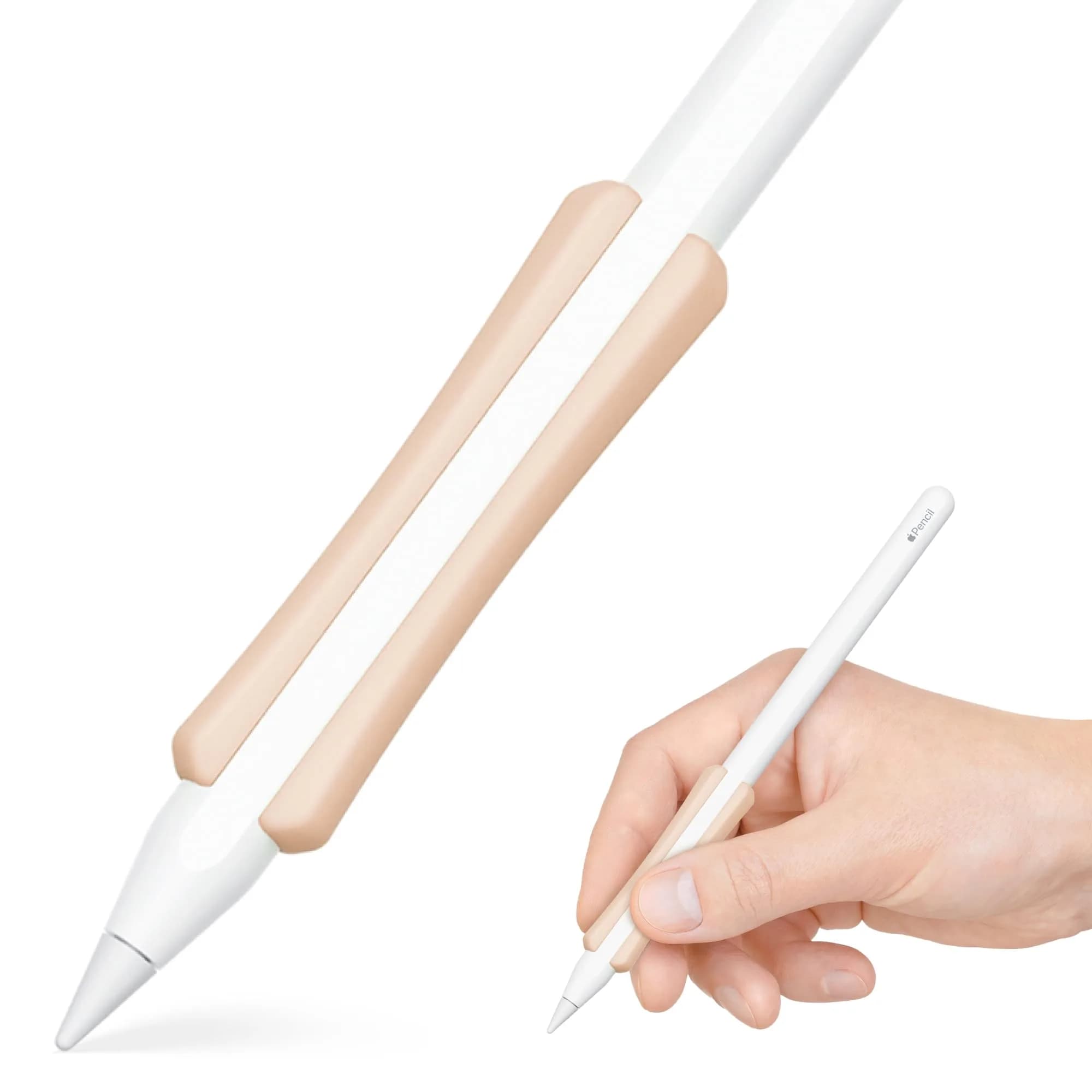 UPPERCASE NimbleGrip Gen 2 Silicone Ergonomic Grip (Apple Pencil 2/Pro/USB-C) Beige | Comfortable, Magnetic & Wireless Charging Compatible