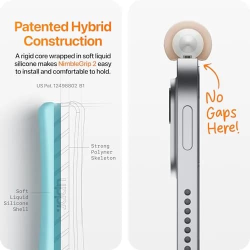 UPPERCASE NimbleGrip Gen 2 Silicone Ergonomic Grip (Apple Pencil 2/Pro/USB-C) Beige | Comfortable, Magnetic & Wireless Charging Compatible thumbnail 3
