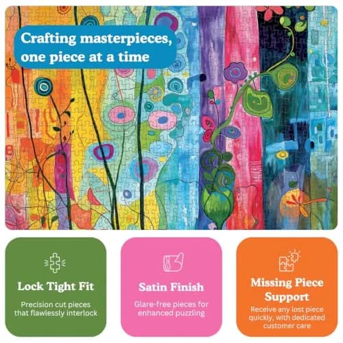 Cross & Glory City Garden Rainbow Retreat 1000-Piece Puzzle | Vibrant Urban & Floral Scene thumbnail 4