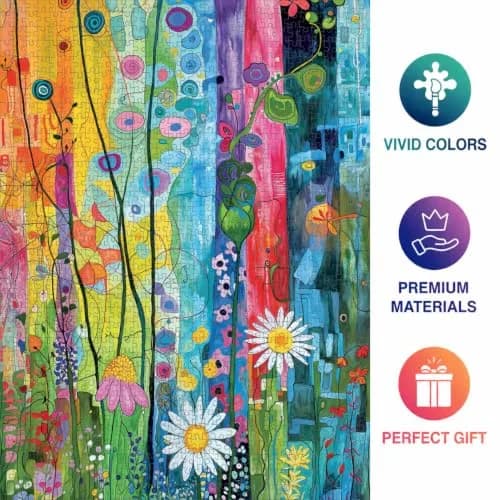 Cross & Glory City Garden Rainbow Retreat 1000-Piece Puzzle | Vibrant Urban & Floral Scene thumbnail 5