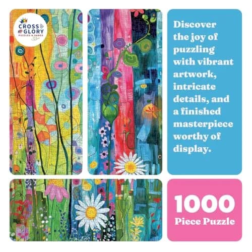 Cross & Glory City Garden Rainbow Retreat 1000-Piece Puzzle | Vibrant Urban & Floral Scene thumbnail 6