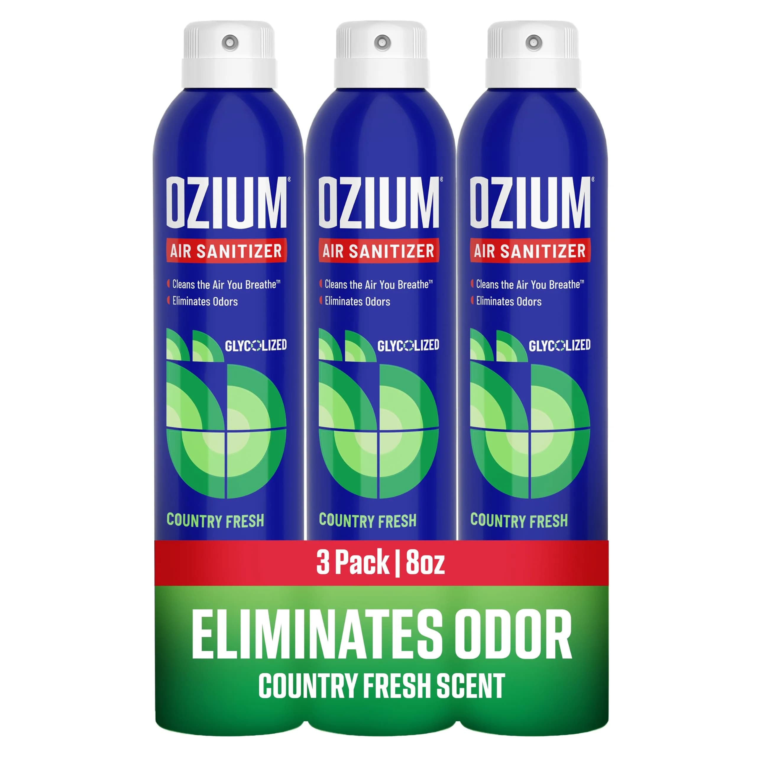 Ozium Air Sanitizer Spray, Country Fresh Scent, 8 Ounce (Pack of 3) | Eliminates Odors - main product image