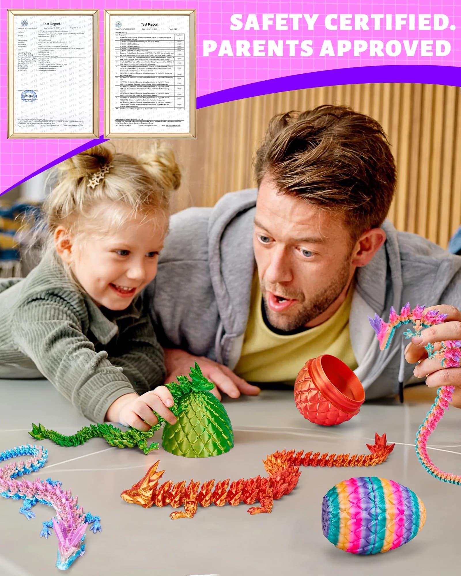 TBOLINE 3D Printed Dragon Egg with Articulated Crystal Dragon Toy, 12-inch, Random Candy Color | ASTM-Certified Non-Toxic Toy - view 5