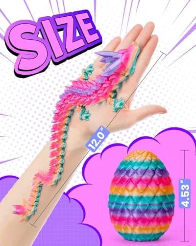 TBOLINE 12" Articulated Crystal Dragon Egg Toy | ASTM-Certified PLA, Non-Toxic, Surprise Reveal thumbnail 3