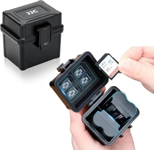JJC Portable Camera Battery Memory Card Case | Shockproof & Water-Resistant Storage for 2 Batteries & 6 Memory Cards - main product image