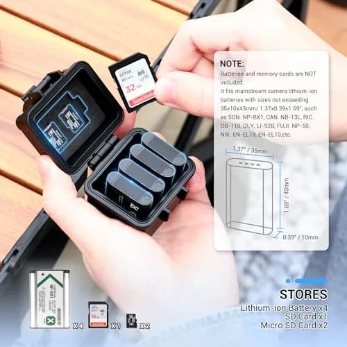 JJC Battery & SD Card Case Water-Resistant Shockproof Storage Box for Lithium Batteries & Memory Cards thumbnail 2