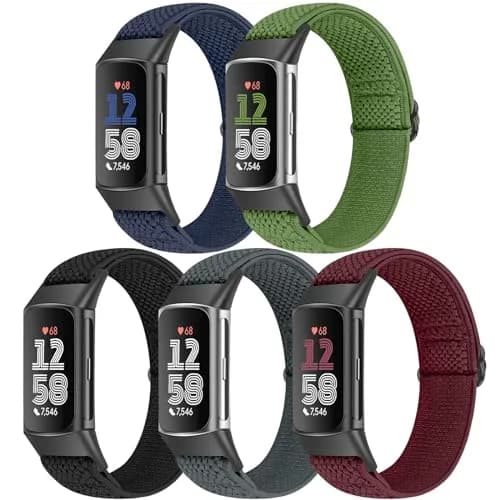 Bcuckood Watch Bands 5 Pack Nylon Stretchy Breathable Adjustable | Sport Strap for Fitbit Charge 6/5 thumbnail 1