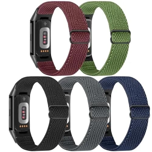 Bcuckood Watch Bands 5 Pack Nylon Stretchy Breathable Adjustable | Sport Strap for Fitbit Charge 6/5 thumbnail 2