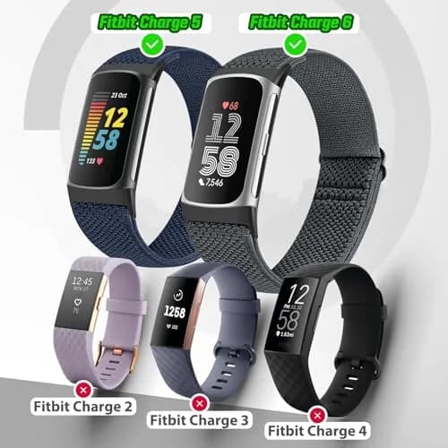 Bcuckood Watch Bands 5 Pack Nylon Stretchy Breathable Adjustable | Sport Strap for Fitbit Charge 6/5 thumbnail 3
