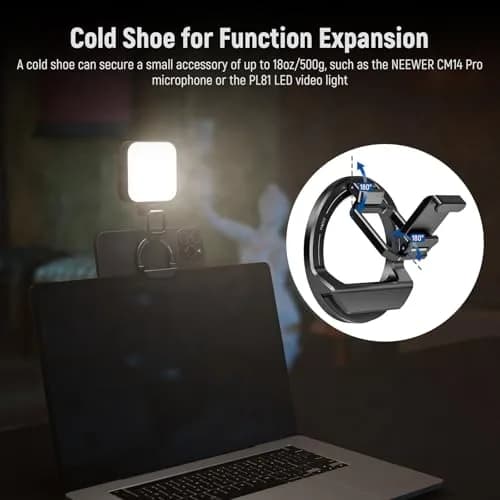 NEEWER Foldable Continuity Camera Mount with Cold Shoe for MagSafe iPhone 15 Pro Max 14 13 12 MacBook Air 13" M1, MacBook Air 2018-2020, MacBook Pro 13" M1/M2, PA031 | Compact, Foldable Video Accessory thumbnail 5
