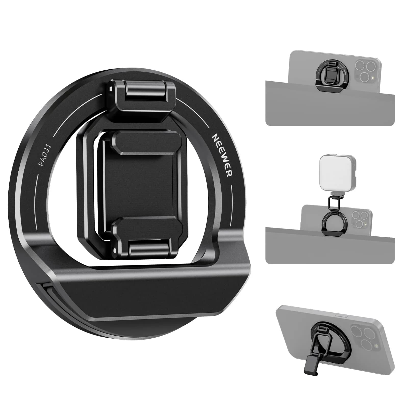 NEEWER Foldable Continuity Camera Mount with Cold Shoe for MagSafe iPhone 15 Pro Max 14 13 12 MacBook Air 13" M1, MacBook Air 2018-2020, MacBook Pro 13" M1/M2, PA031 | Compact, Foldable Video Accessory - main product image