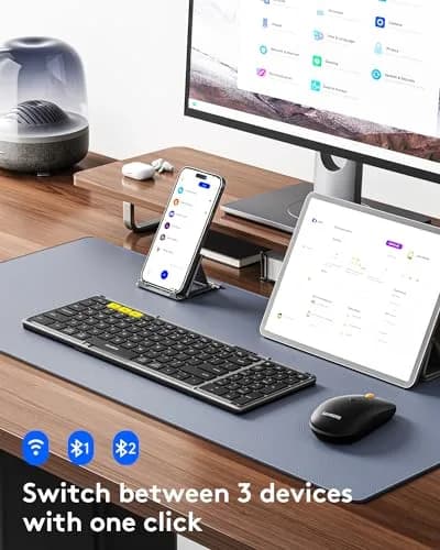 Samsers Foldable Keyboard and Mouse Combo, Full-Size Portable Travel Keyboard & Rechargeable Wireless Mouse | Bluetooth 5.0 x 2 + 2.4G thumbnail 2