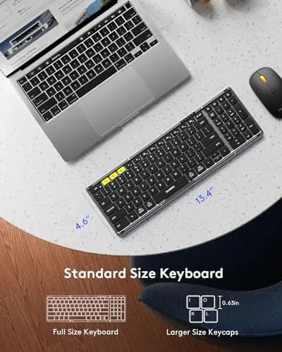 Samsers Foldable Keyboard and Mouse Combo, Full-Size Portable Travel Keyboard & Rechargeable Wireless Mouse | Bluetooth 5.0 x 2 + 2.4G thumbnail 3