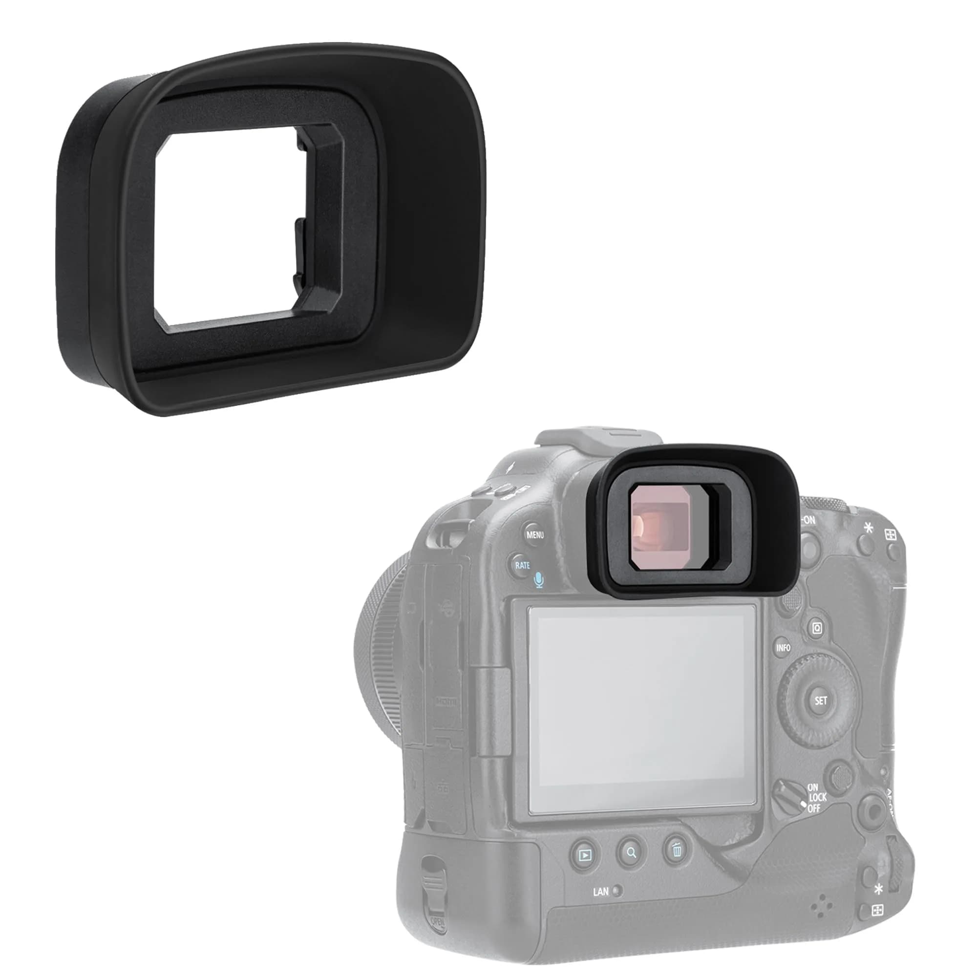 KIWIFOTOS Long Soft Eyecup Eyepiece Viewfinder for Canon EOS R7 Camera | Blocks Stray Light — Black