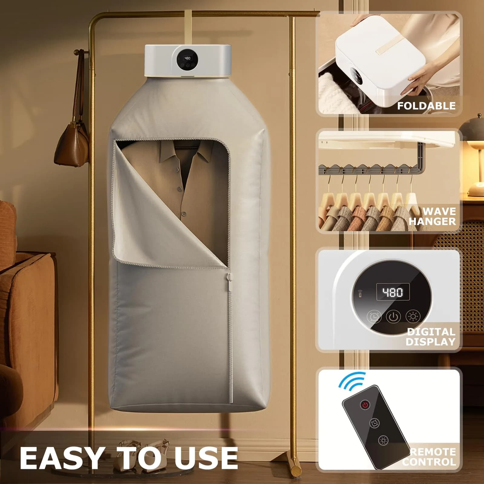 Ljusved 3-in-1 Portable Clothes Dryer and Shoe Dryer 1.65 kg (3.64 lb) | Fast Drying for Apartments and Travel - view 4