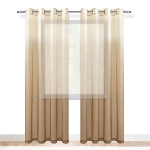 DWCN Taupe Ombre Sheer Curtains 96 Inches Long | Elegant Light Diffusion for Living Room thumbnail 9