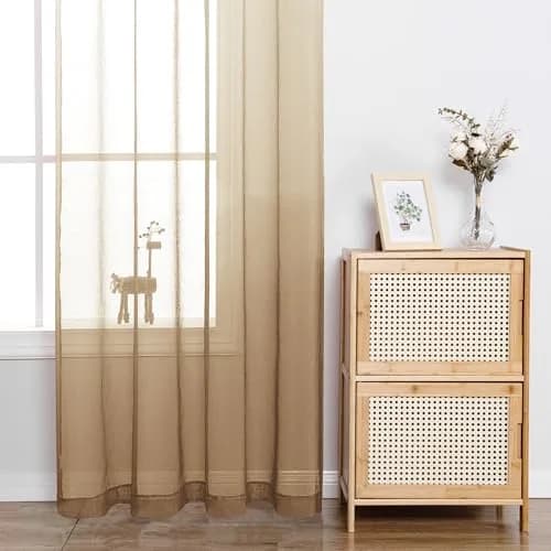 DWCN Taupe Ombre Sheer Curtains 96 Inches Long | Elegant Light Diffusion for Living Room thumbnail 2