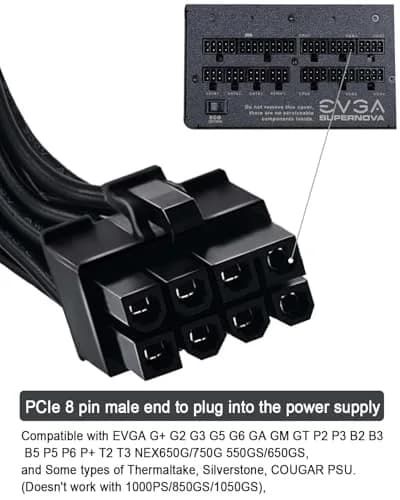 COMeap PCIe Power Cable for EVGA 8 Pin to Dual 8 Pin (6+2) 25-inch | GPU Power Extension thumbnail 5